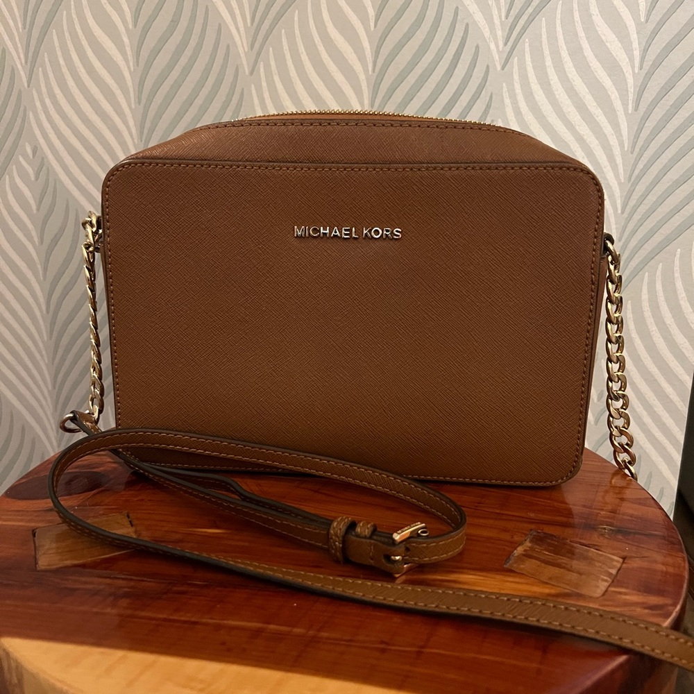 Michael Kors Tan Crossbody Bag with Gold Chain